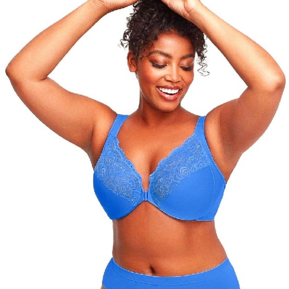 Glamorise WonderWire Front-Closure Bra Blue Azure 34H